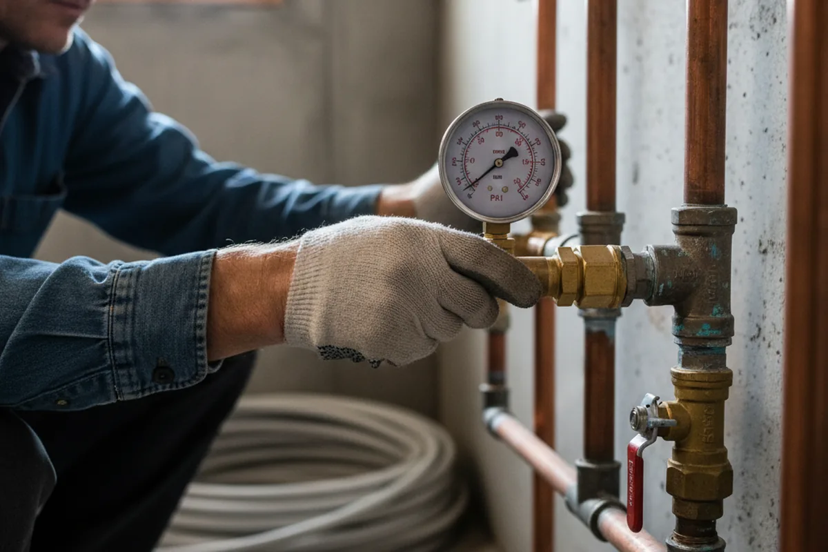 Pressure testing a repaired line during Water Line Repair in Gillett Grove